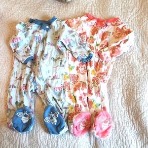 Burt's Bees 0-3 month footed jammies 2 pack